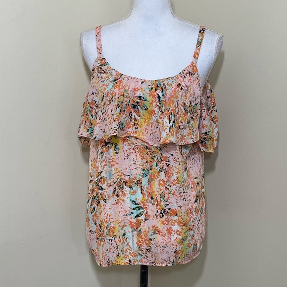 APT 9 || Woman’s Off shoulder Orange Floral Pattern Blouse size Medium - Picture 1 of 7